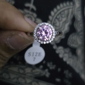 Fragrant Jewels Pink and Silver Halo Ring with Sparkling Elegance